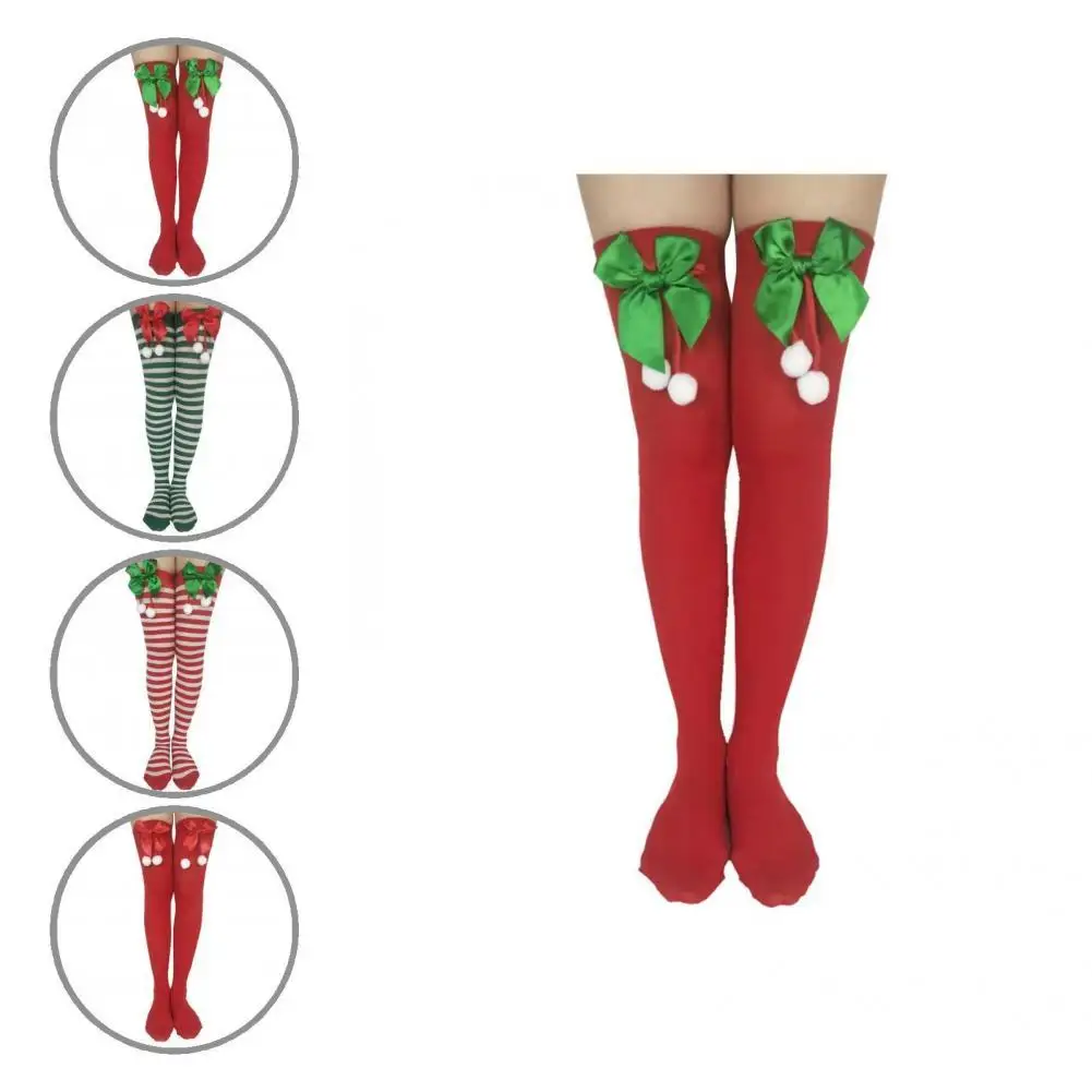 

Полосатые эластичные чулки с бантом в стиле унисекс, рождественские костюмы