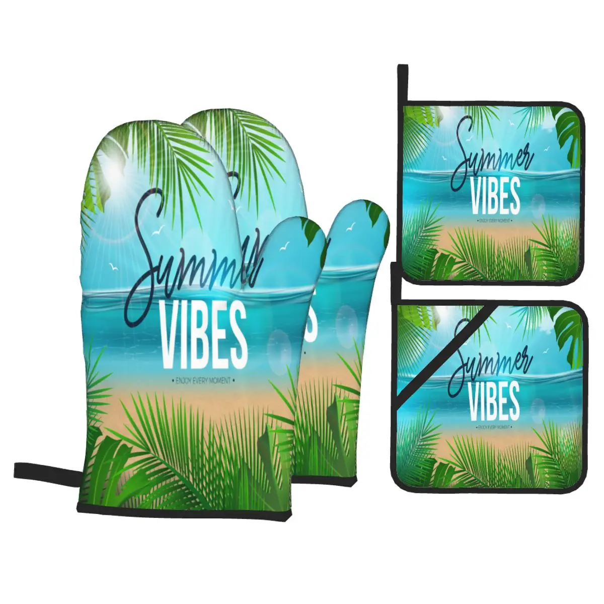 

4 шт., кухонные перчатки с листьями ладони