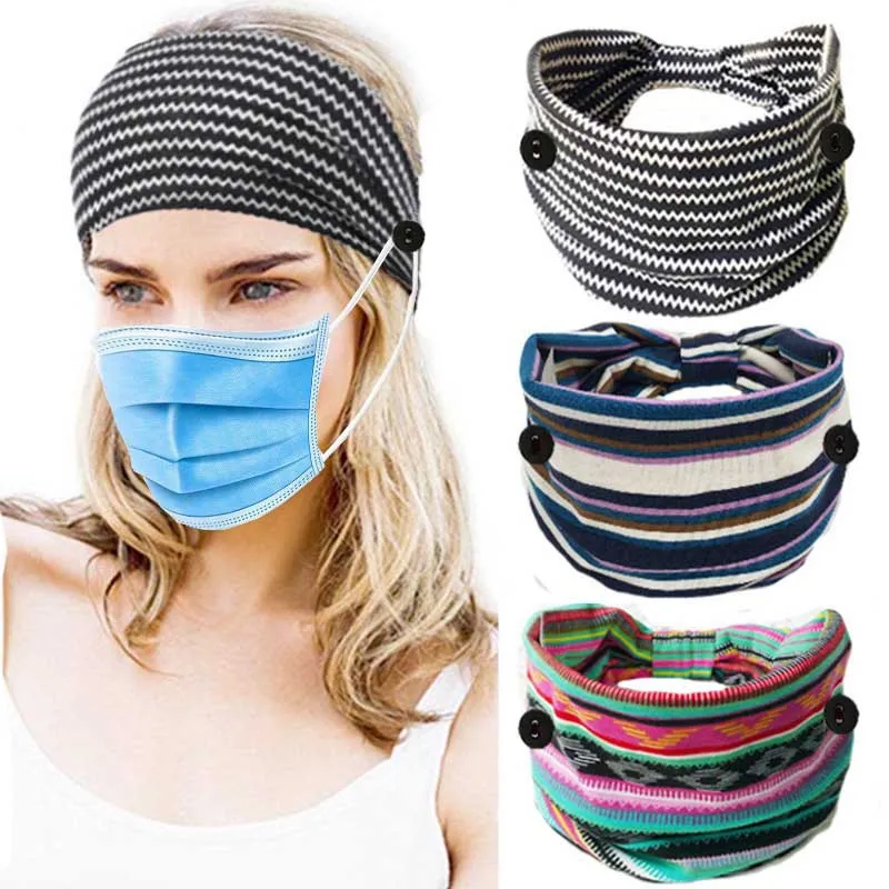 

Mask Button Hair Band Button Head Band Mask Tur Ban Hair Accessories Soft Yoga Sports Elastic Hair Band Fashion