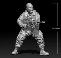 124 75mm 118 100mm resin model kits angry soldier figure sculpture unpainted no color rw 376
