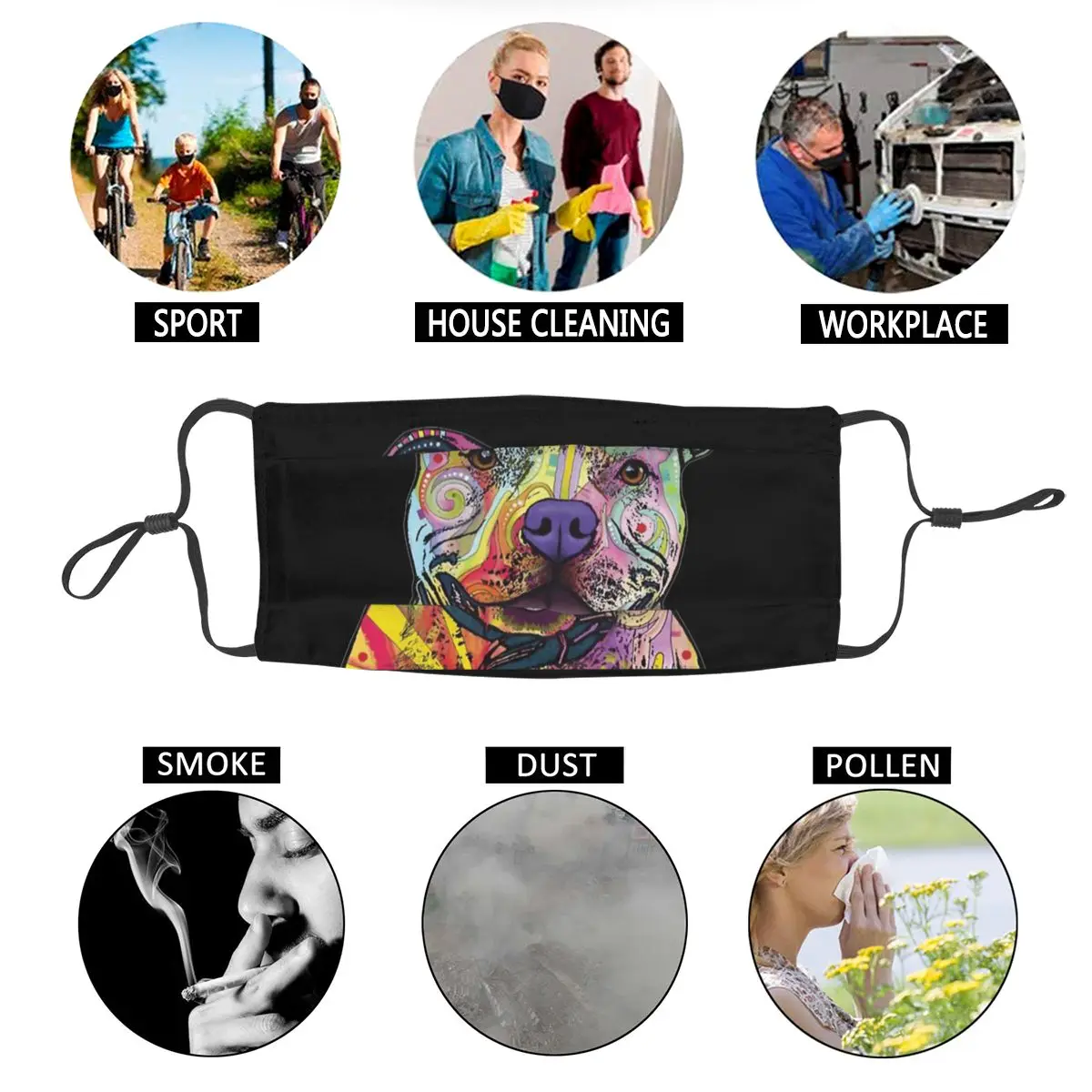 

Pitbull Dog Lovers Father Day Gift 3d Print Reusable Mouth Face Mask Animal Anti Haze Mask Protection Respirator Mouth Muffle