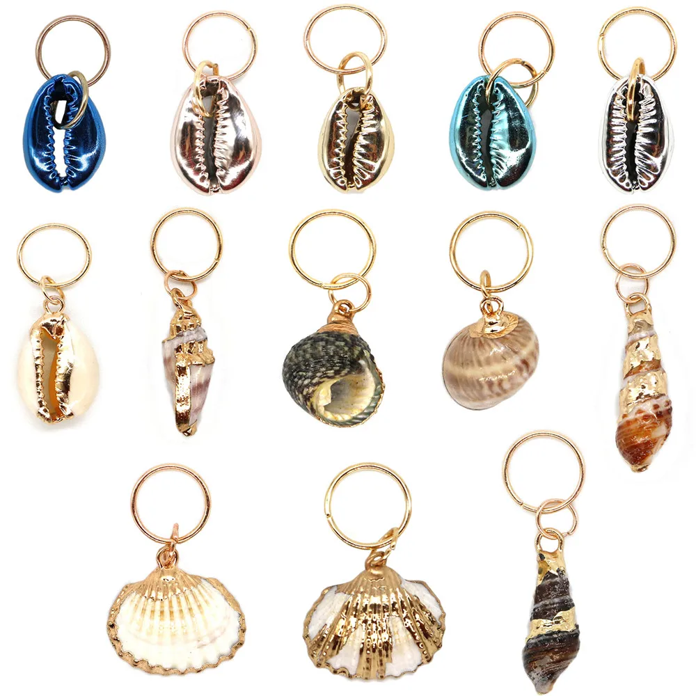 

10/13/16 PCS Bohemia Styles Shell Charms Hair Braid Dreadlock Beads DIY Hair Clips Cuffs Rings Jewelry Dreadlock Accessories