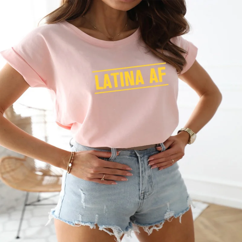 Женская футболка с принтом AF Повседневная коротким рукавом и графическим топ для