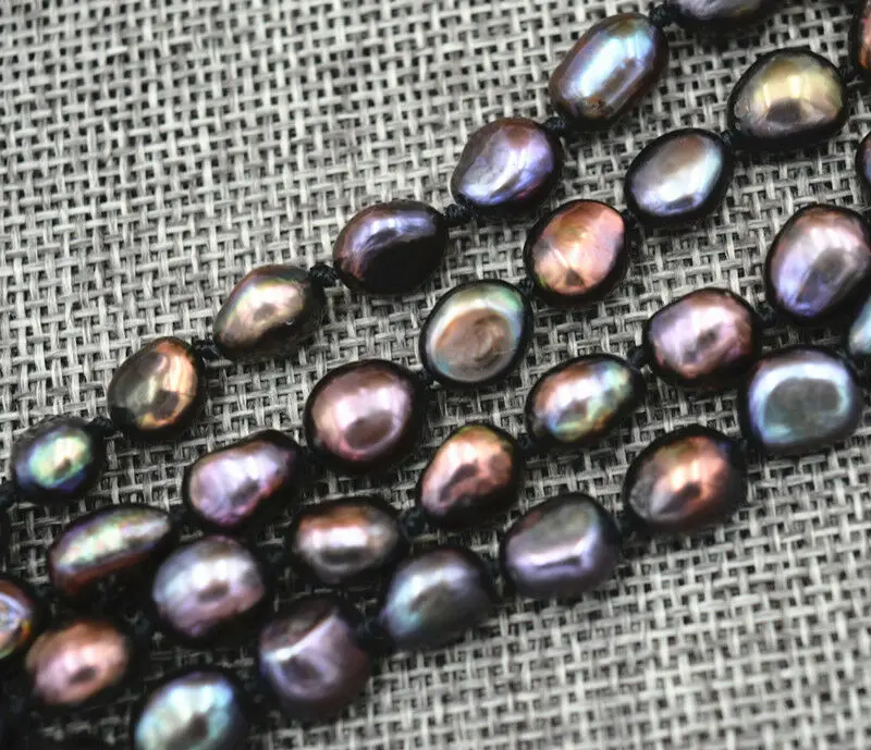 

7-8MM black Freshwater Cultured Pearl Baroque Necklace 18