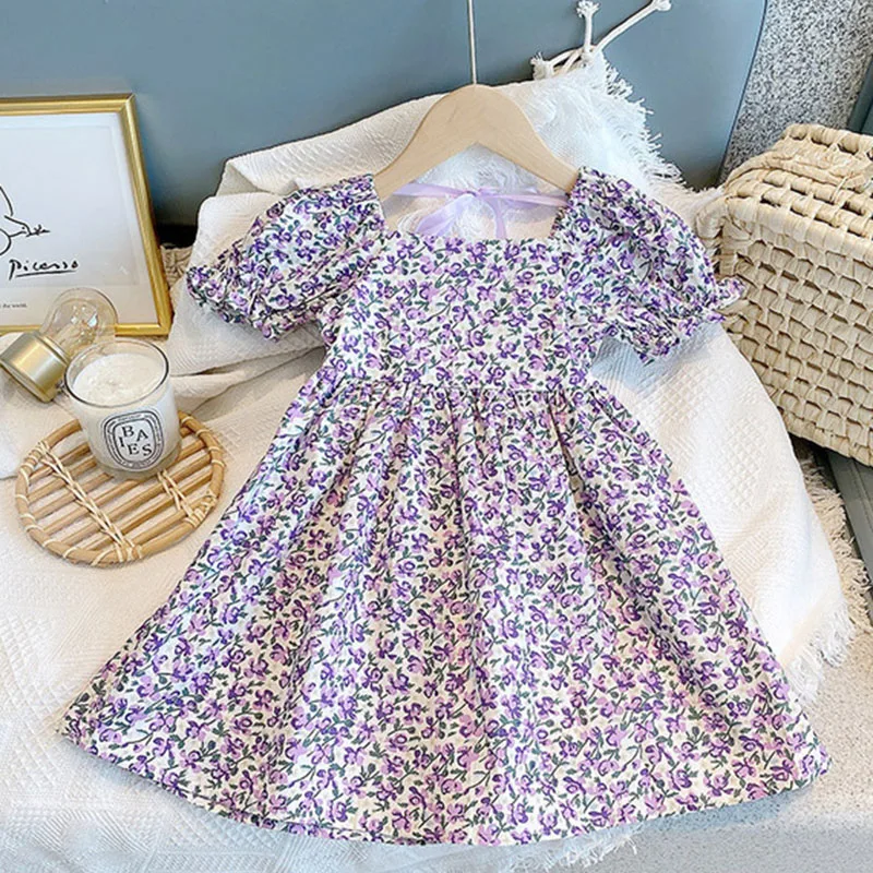 

2021 Summer Floral Toddler Girl Dresses 2 3 4 5 6 years Little Dress Princess Baby Girls Vestidos