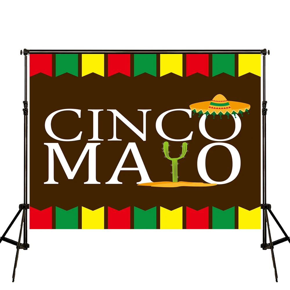 VinylBDS 7x5ft Cinco Mayo фоны для фотостудии детский душ кактус красный желтый зеленый дети