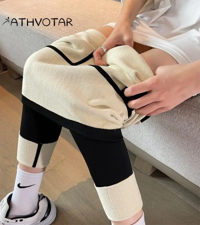 

ATHVOTAR Sports Yoga Pants Women's Shark Skin Casual Running Tights Warm Autumn and Winter Thickened Velvet Pants Fitness Pants