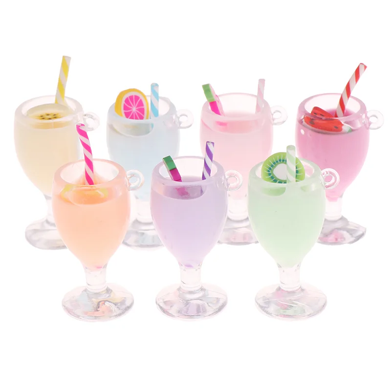 

5pcs Dollhouse Miniature Food Macaron Fruit Drink Goblet Bottle Kitchen Toys Doll House Miniature Toys