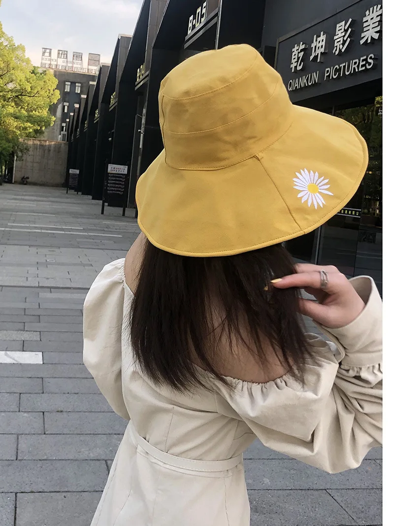 

Big Eaves Fisherman Hat Female Little Daisy Shade Double-sided Wear Breathable Thin Section Japanese Net Red Basin Hat New Hat