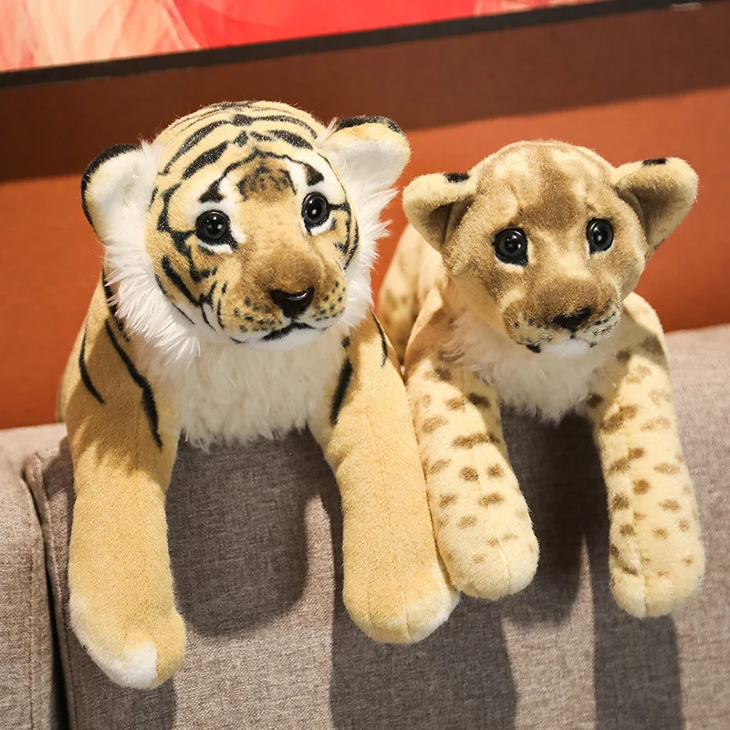 

New 1 PCS 38CM/48CM/58CM Huggable Hot Soft Lifelike Stuffed Animals Leopard Lion Plush Toys Wild Animal Tiger For Children