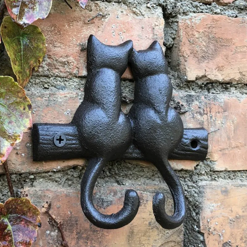 Чугунный двойной кошачий крючок настенный сад двор уличное украшение