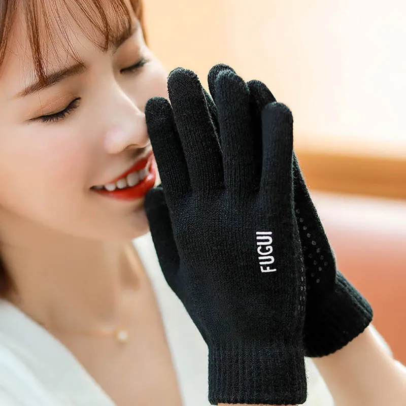 Унисекс кашемировые трикотажные женские осенне зимние теплые перчатки Calymel для