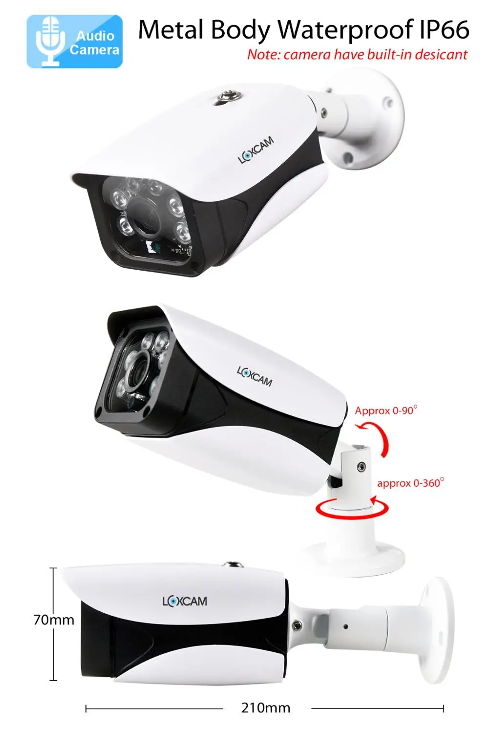 LOXCAM h.265 + cctv система NVR 3MP с аудиовходом POE запись в/уличная Антивандальная ip камера
