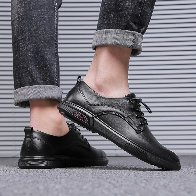 

Mens Casual genuine Leather Shoes Fashion Brogue Shoes outdoor breathable Elegant Leisure Oxford Male Shoes Soft Free Shipping