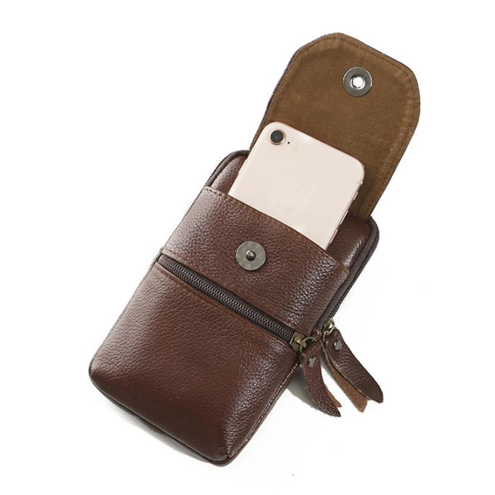 Мужская поясная сумка из натуральной кожи мини-чехол на сотовый/мобильный