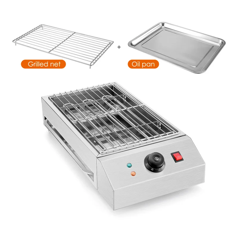 stainless steel electric grill countertop bbq grill for indooroutdoor adjustable temperature removeable smokeless bbq grill free global shipping