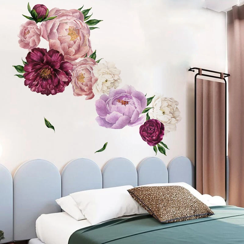 Wall Sticker Peony Rose Flowers Stickers Living Room Art Nursery Decals Kids Home Decor Gift Waterproof Removable | Дом и сад