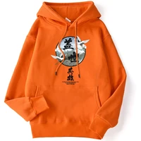 red crowned crane printed mens hoodies cute loose pullovers pattern oversize sweatshirt hip hop fitness male streetwear