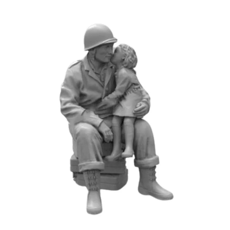 

Serviceman & Little Girl Soldier White Model Kit High Quality Epoxy Resin Home Craft Decor Assembly Self-assembled Figures 1/35