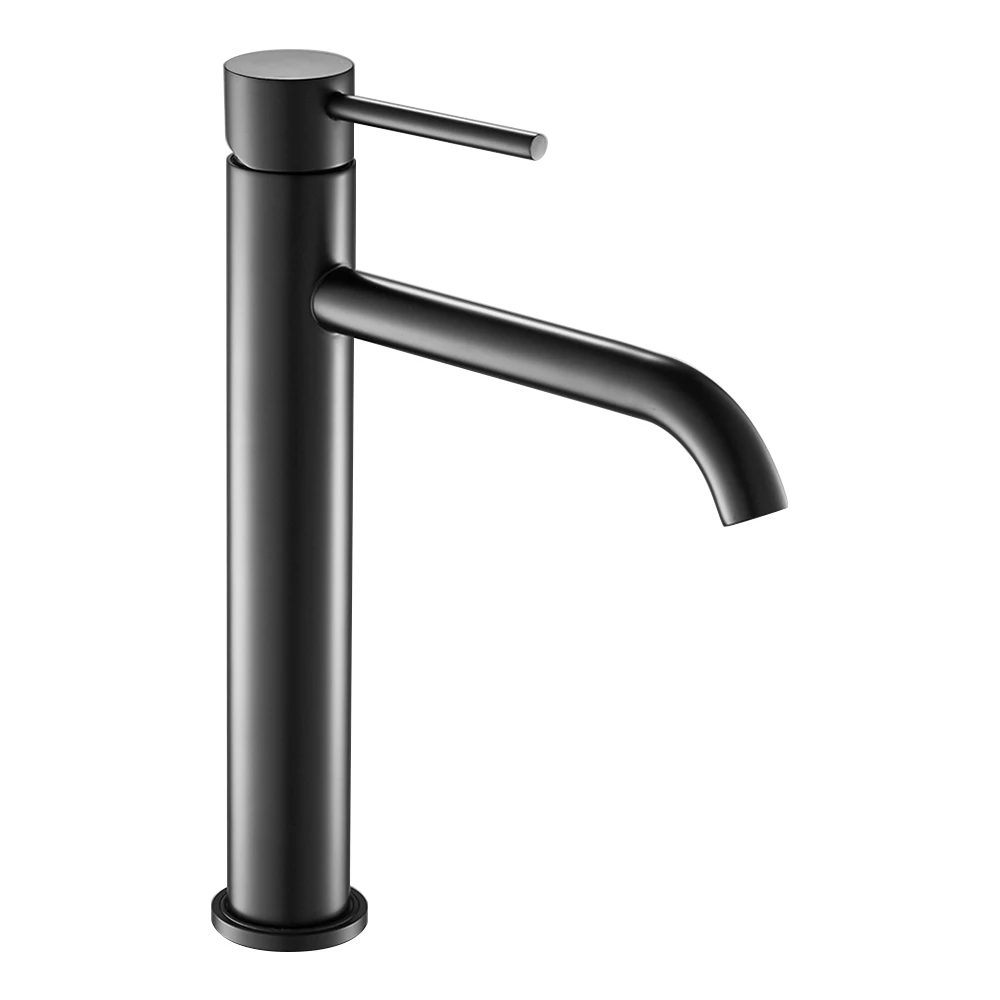 Black High Bathroom Basin Faucet White/Black/Brushed Taps Wash Hand Face Single Lever Mixer Washbasin Faucets with Hose HOTBEST - Color: Black