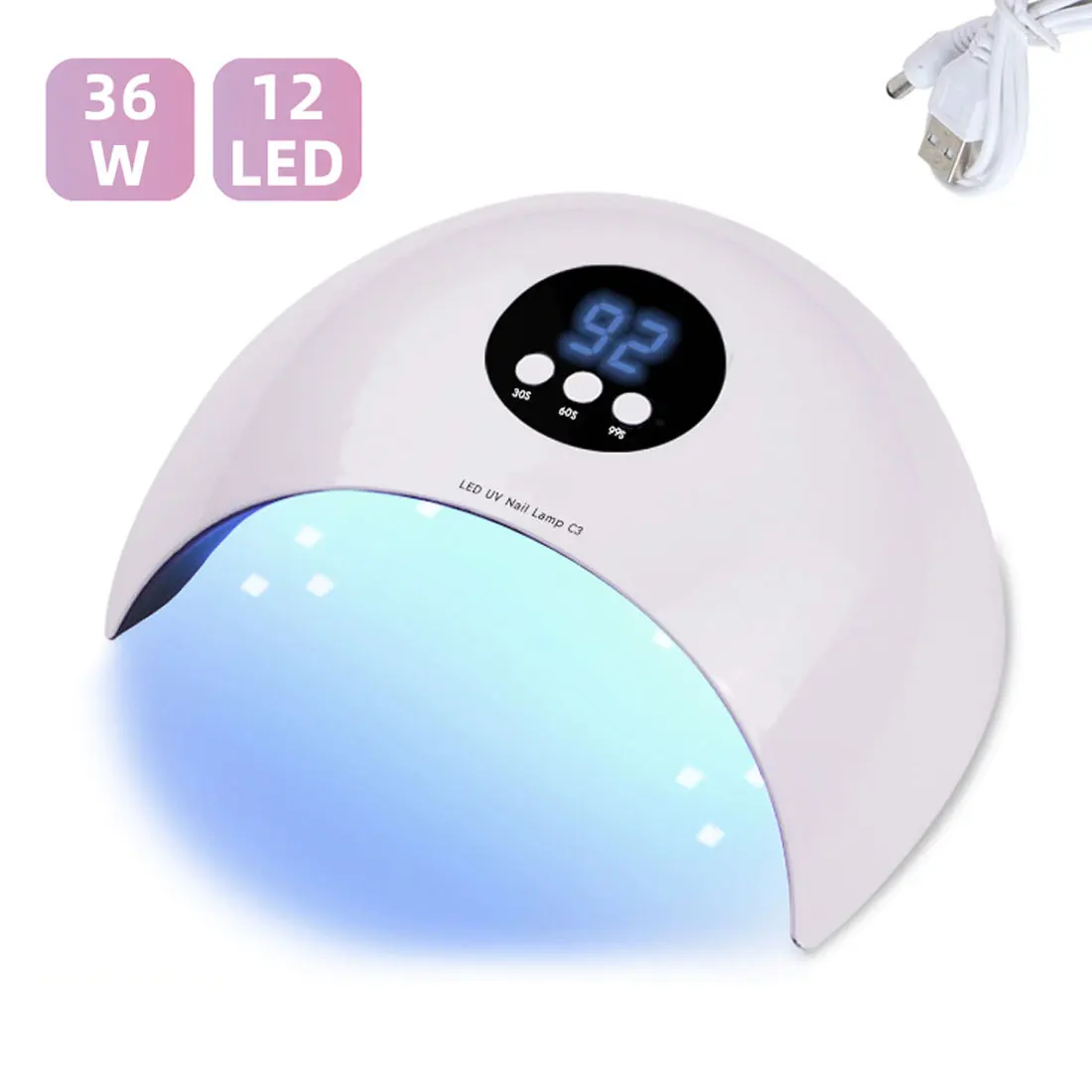 

36/6W UV LED Nail Gel Lamp 12/3pcs LED Curing Nail Art Dryer Manicure Tools 30/60/99S Quick Infrared Sensor Dry Machine