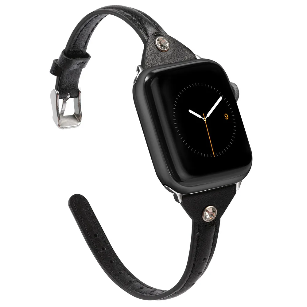 Black Модный кожаный ремешок для наручных часов Apple Watch, версии 4/3/2/1 40 мм 44 мм, спортивный браслет, 42 мм, 38 мм, ремешок для наручных часов iwatch, 5 группа - Цвет ремешка: Black