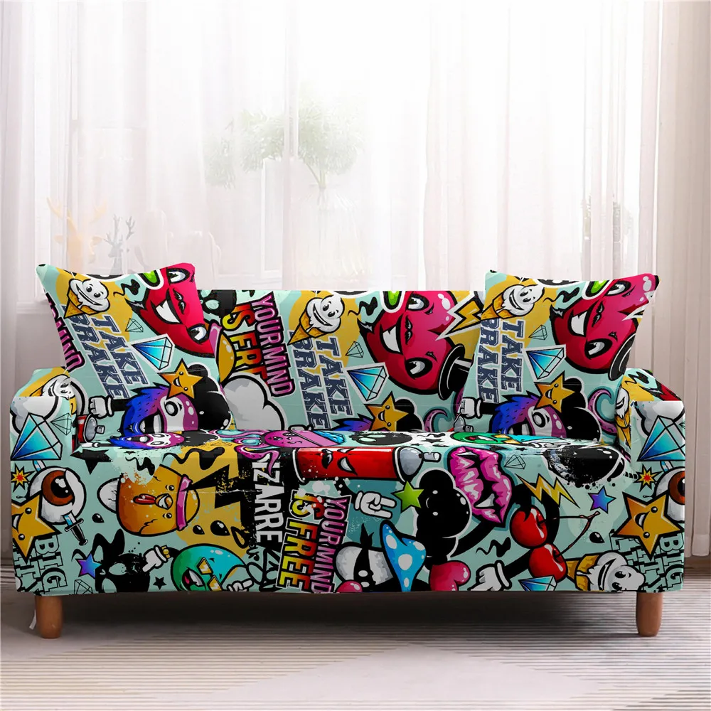 Мультфильмы Диван Обложка эластичная Защитная крышка для Гостиная украшения