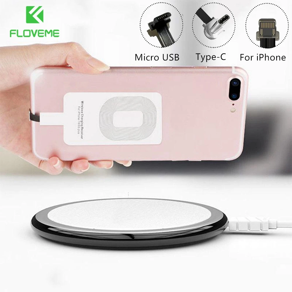 Беспроводное зарядное устройство FLOVEME Qi приемник Micro USB Type C для iPhone 5 Вт
