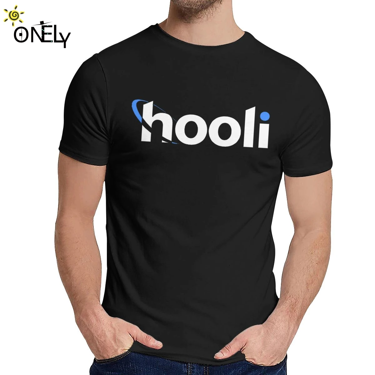 Новый дизайн футболка с логотипом Hooli Silicon Valley Мужская мягкая из чистого хлопка