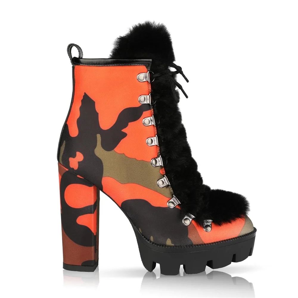 Женские ботильоны на платформе Perixir толстом каблуке со шнуровкой высоком