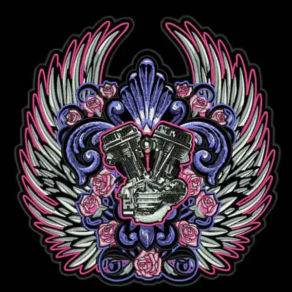 Вышитая этикетка с большими крыльями для женщин панк байкерские нашивки