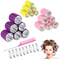 18 pieces aluminium thermal hair rollers set 3 sizes self grip hair rollers 18 pcs duckbill hair clips comb hairdressing tool