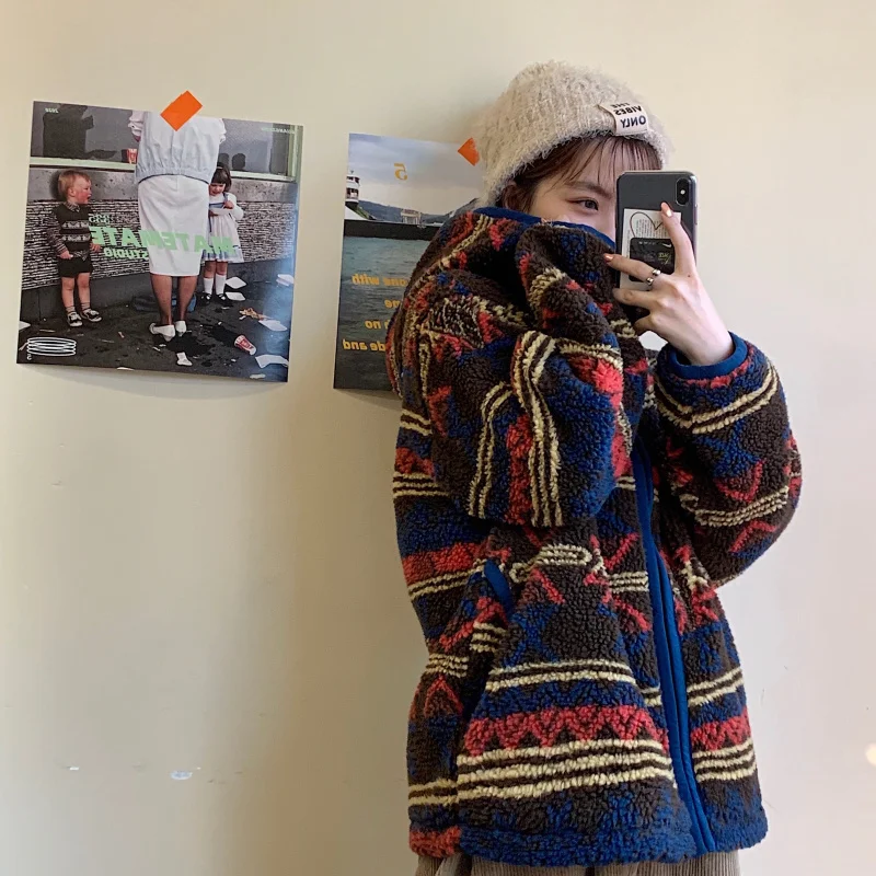 

Japanese Winter Vintage Harajuku Prieted Casual Women Jacket Sweety Kawaii Cardigan Cartoons Embroidery Keep Warm Thicken Coats