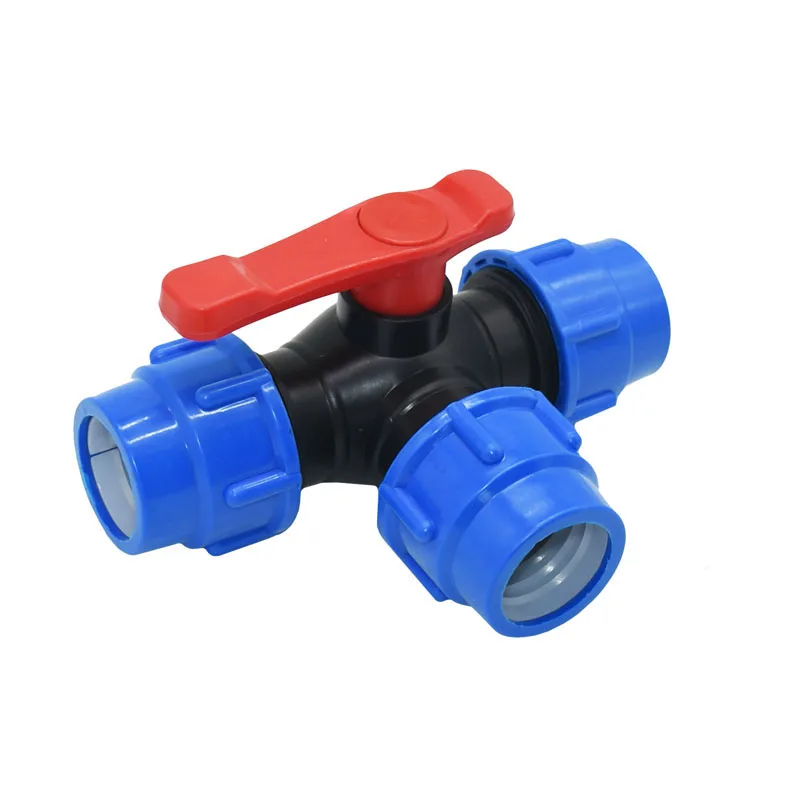 

20/25/32/40/50/63mm PVC PE Tube Tap Tee Water Splitter 1/2 3/4 1" 1.25" 1.5" 2" Tee Pipe Ball Valve T-Shaped Connector 1pcs