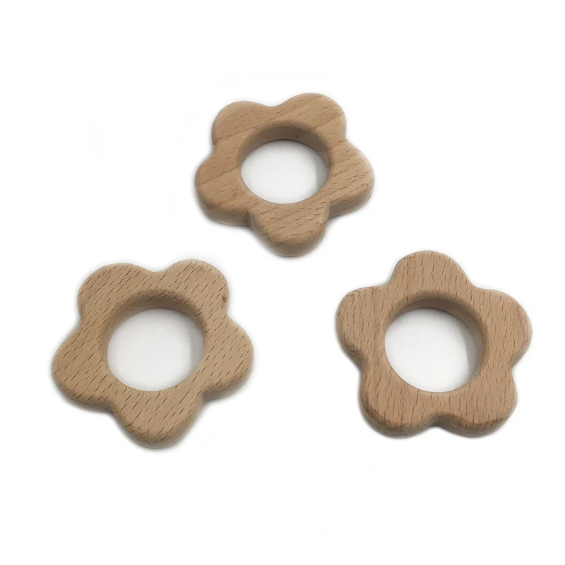 Mordedor de madera de flores para beb&eacute;, sonajero para la dentici&oacute;n, juguete para agarrar, accesorios de dentici&oacute;n de madera ecol&oacute;gicos org&aacute;nicos, DIY-2