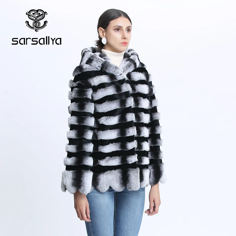 Женское меховое пальто с капюшоном зимнее из кроличьего меха для женщин куртки