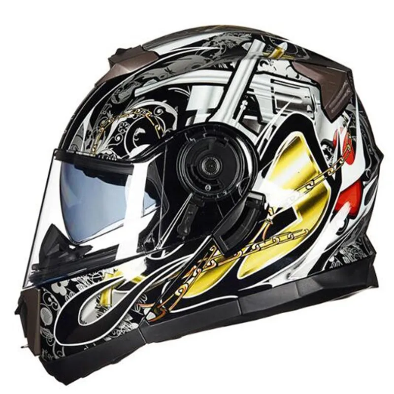 

Motorcycle Helmet Racing Modular Dual Lens Motocross Moto Helmet Full Face Helmets Flip Up Casco Moto Capacete Casque Black