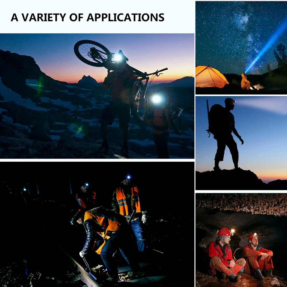 

100000LM LED Headlamp Light 8 Modes Multi-Function USB COB Headlight Headlamp