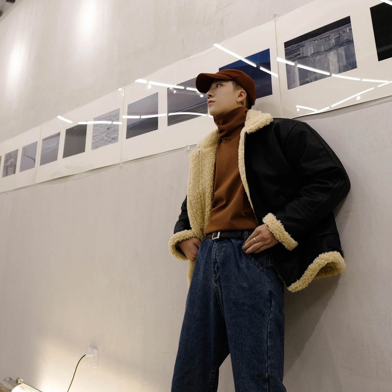 2019 корейская версия мотоциклетная куртка пальто одежда Авиатор из овчины