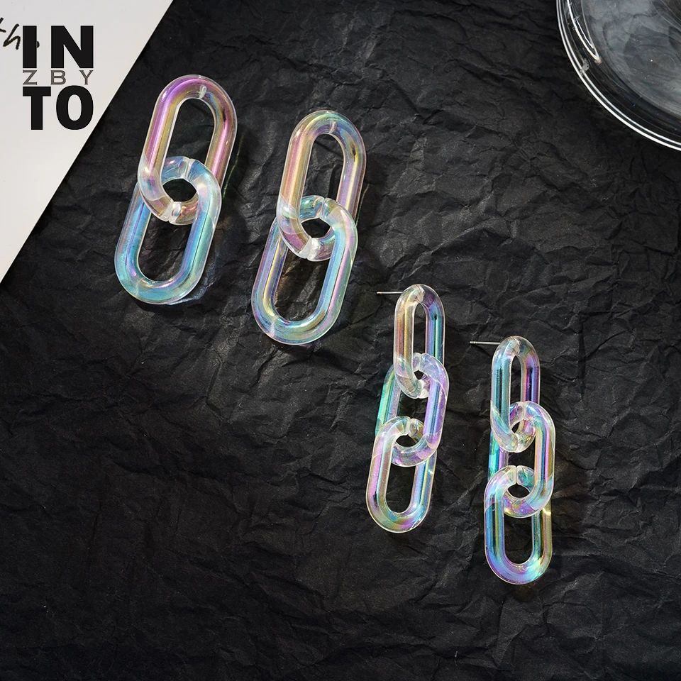 В прозрачные овальные акриловые длинные висячие серьги для женщин звеньевые