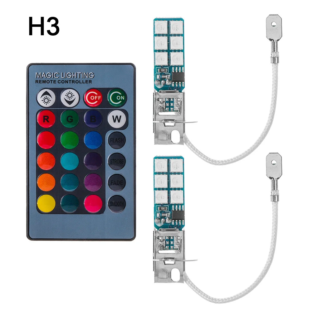 1 пара разноцветных 881 5050 RGB светодиодный 12SMD Автомобильные фары Противотуманные фары лампы с дистанционным управлением RGB лампы автомобильные аксессуары
