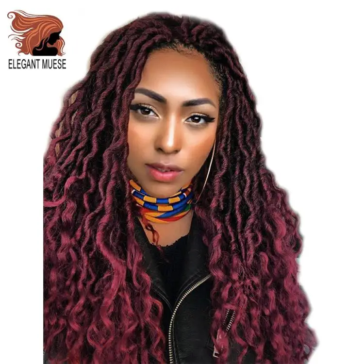 Элегантные Музы богемные вязанные косички Faux locs Curly вязанные волосы 18 дюймов 24 пряди Омбре косички для наращивания синтетические волосы