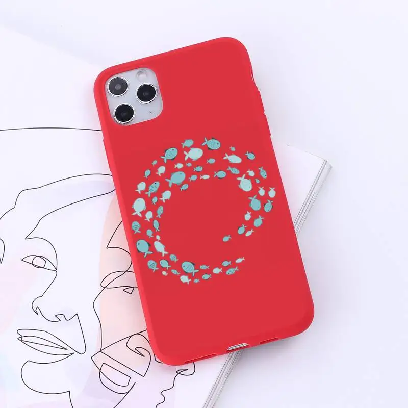 

Cute fashion fish Phone Case Red Candy Color for iPhone 6 7 8 11 12 s mini pro X XS XR MAX Plus