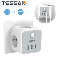 tessan eu plug socket power strip with onoff switch 3 ac outlets 3 usb ports 100 250v power outlets wall charger adapter