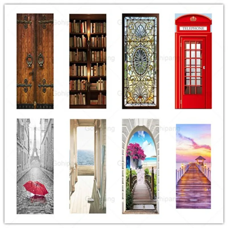 

Gate Mural Removable Home Decoration Waterproof Creative Pattern Custom Personalized Self-Adhesive Room Door Sticker Pictures