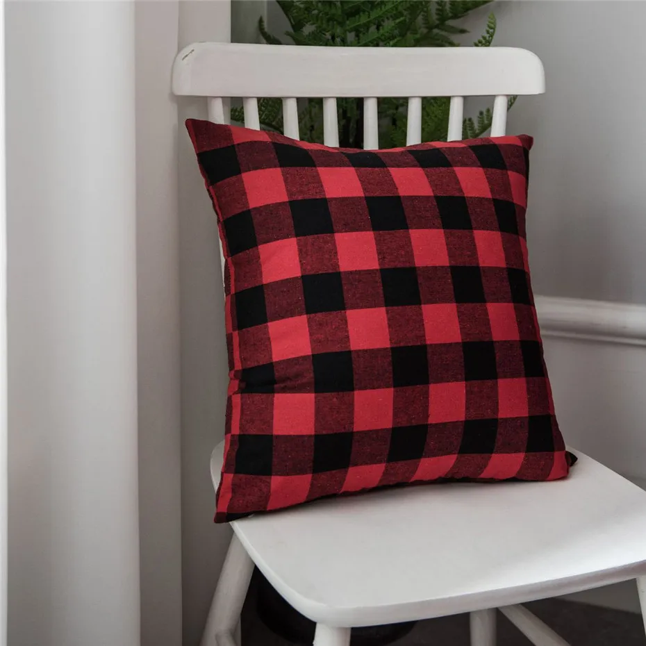 Рождественская красная клетчатая скатерть хлопок лен прямоугольная для дома