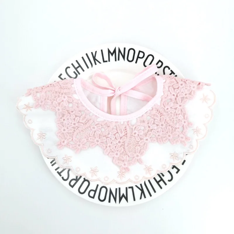 Korean baby princess saliva towel cotton bib embroidery color high quality children's birthday leave collar | Детская одежда и