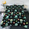 BlessLiving Octopus Bedding Set Colorful Quilt Cover Fluorescent Color Bedclothes Cartoon Animal Bed Set Cozy Home Textiles 3pcs 1