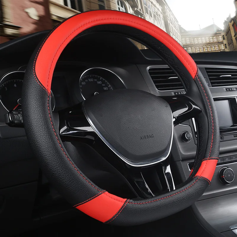 Two-tone Fashion Odorless D Shape Fiber Leather Auto Steering Wheel Cover Car Decoration | Автомобили и мотоциклы