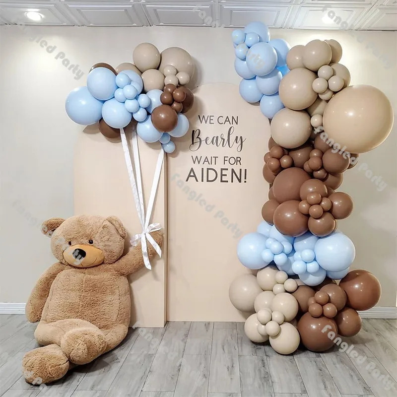 

156/116pcs Doubled Apricot Macaron Blue Caramel Balloon Garland Kit Baby Shower Wedding Gender Reveal Birthday Party Supplies